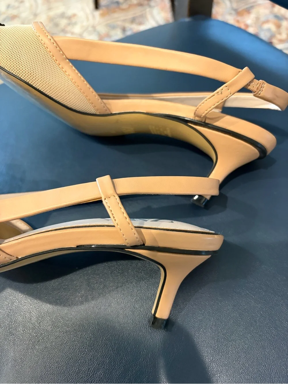 Zara mesh slingback kitten heels size 36 women’s 5.5 beige and black